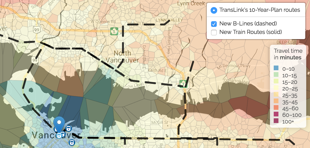 voronoi map with Translink B-lines