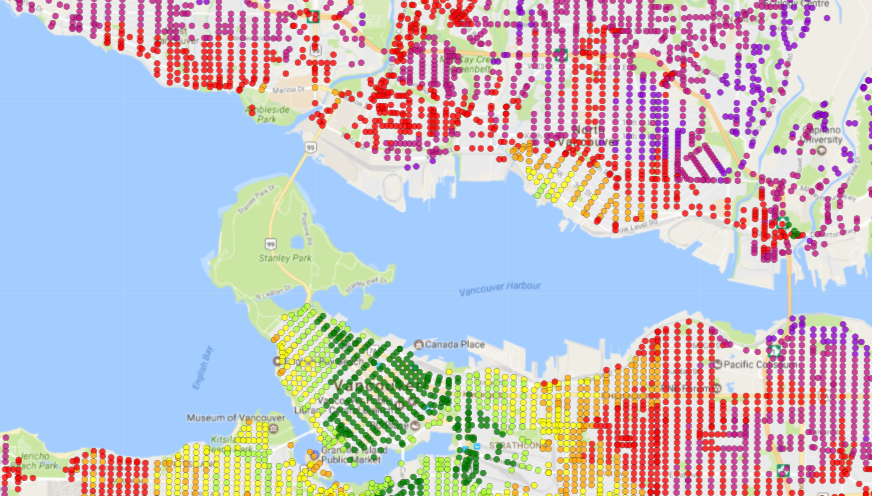 point-based map of Vancouver